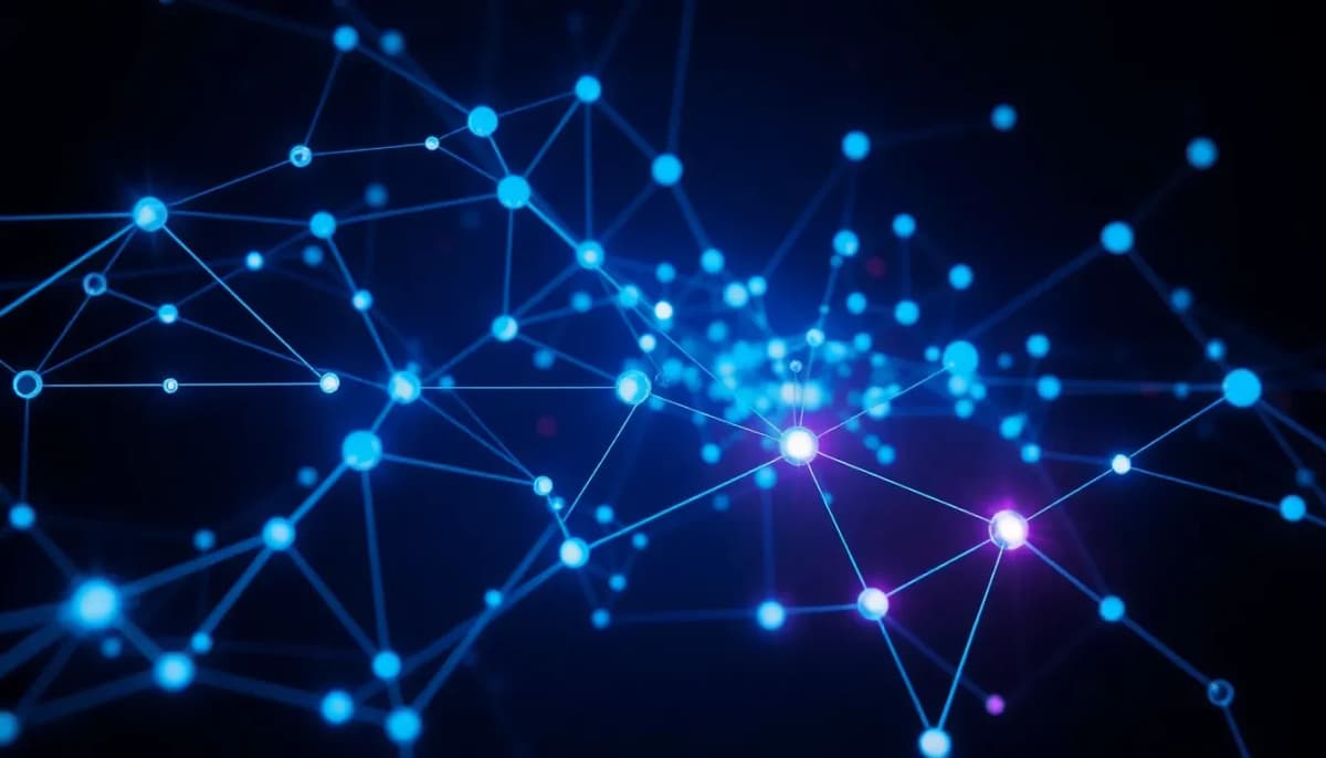 شبكة ذكاء اصطناعي مستقبلية مع عقد واتصالات