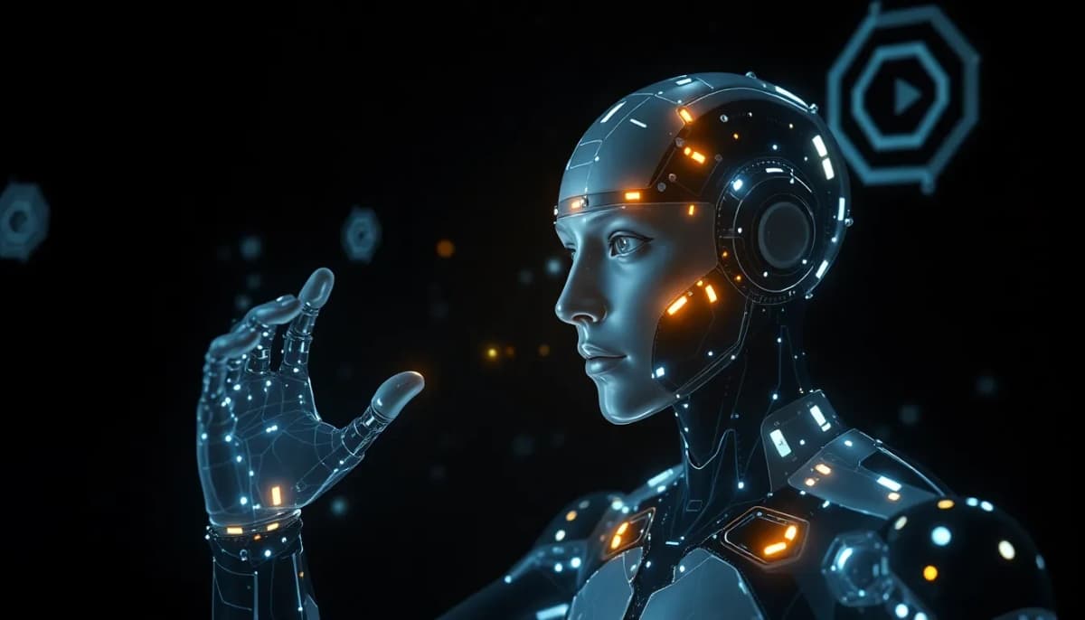 صورة لنموذج ذكاء اصطناعي شفاف يتفاعل في بيئة رقمية