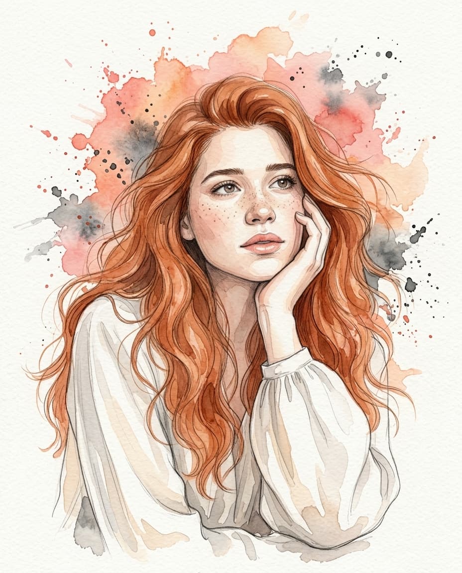 مثال ناتج: بورتريه بألوان مائية (رسم تحريري ناعم)