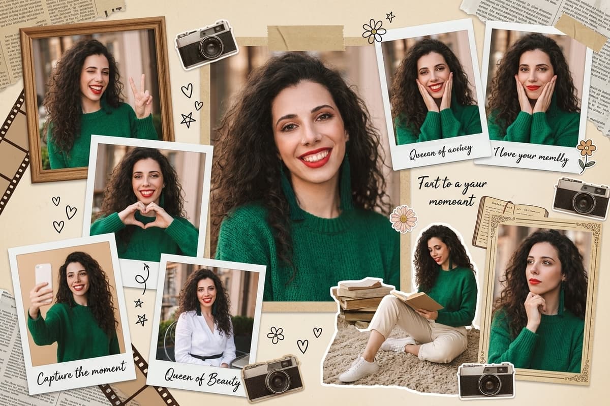 مثال ناتج: كولاج ذكريات بأسلوب السكرابوك الفينتج